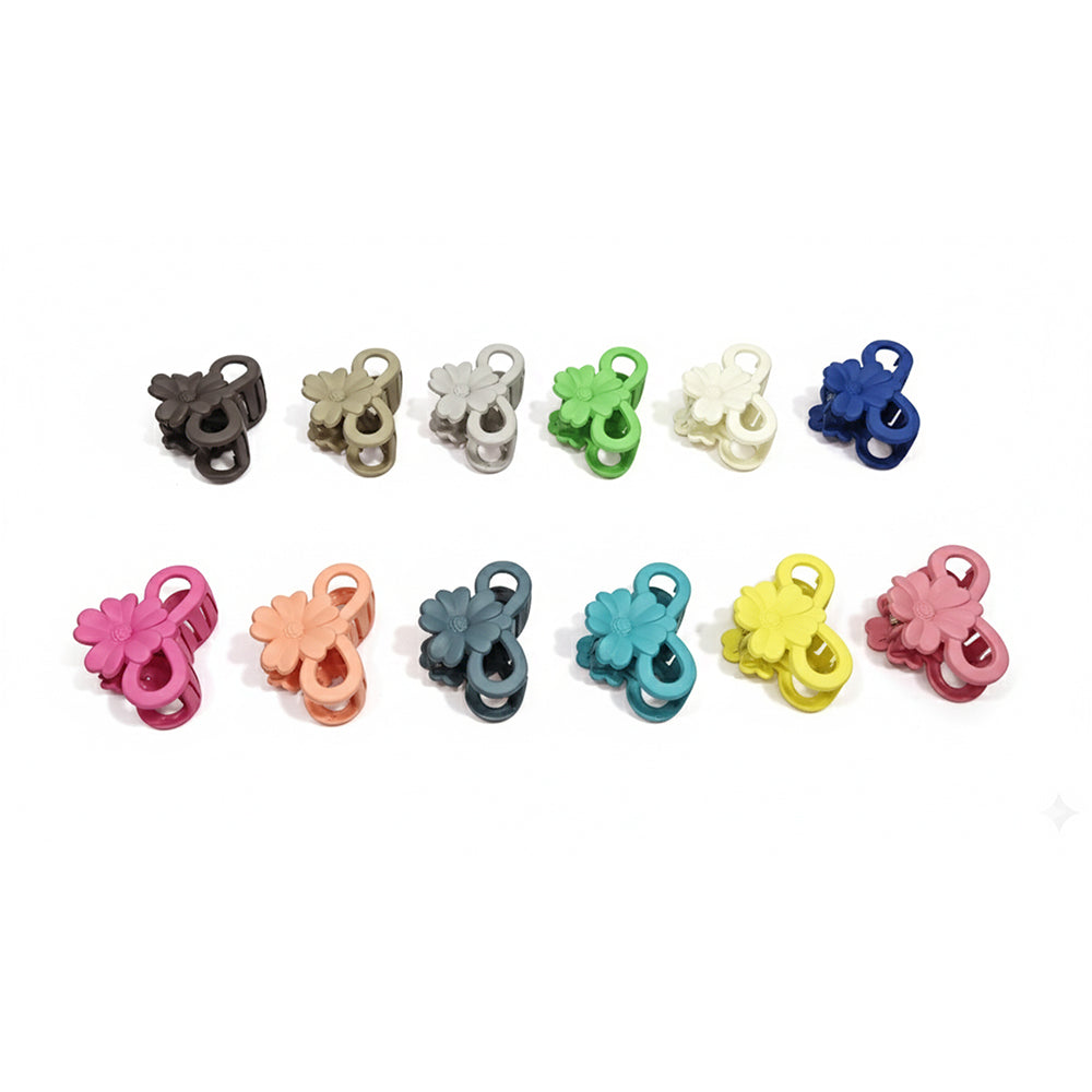 Js Fashion (Pack of 10) Flower Design Hair Clutcher for Women & Girls – Medium Size Trendy Hair Claws, Strong Grip Plastic Hair Clips for Daily Use, Party & Casual Hairstyl