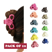 Js Fashion (Pack of 10) Flower Design Hair Clutcher for Women & Girls – Medium Size Trendy Hair Claws, Strong Grip Plastic Hair Clips for Daily Use, Party & Casual Hairstyl