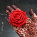 Js Fashion (2 Pcs) Red Rose Hair Accessories for Women & Girls – Stylish Artificial Flower Juda Pins & Clips for Bun, Braid, Wedding & Party Hairstyle – Elegant Bridal Hair Brooch Decoration