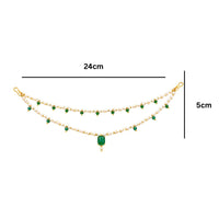 EtnicoTraditional Pearl Beaded Hair Chain with Stone Detailing for Women (HC02G)