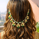 EtnicoTraditional Pearl Beaded Kundan Style Hair Chain for Women (HC03G)