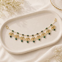 EtnicoTraditional Pearl Beaded Kundan Style Hair Chain for Women (HC03G)