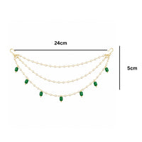 EtnicoTraditional Pearl Beaded Multi Layered Hair Chain for Women (HC04G)