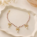 EtnicoTraditional Pearl Beaded Kundan Style Hair Chain for Women (HC05R)