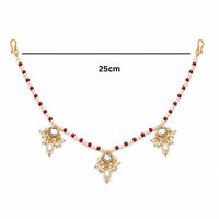 EtnicoTraditional Pearl Beaded Kundan Style Hair Chain for Women (HC05R)