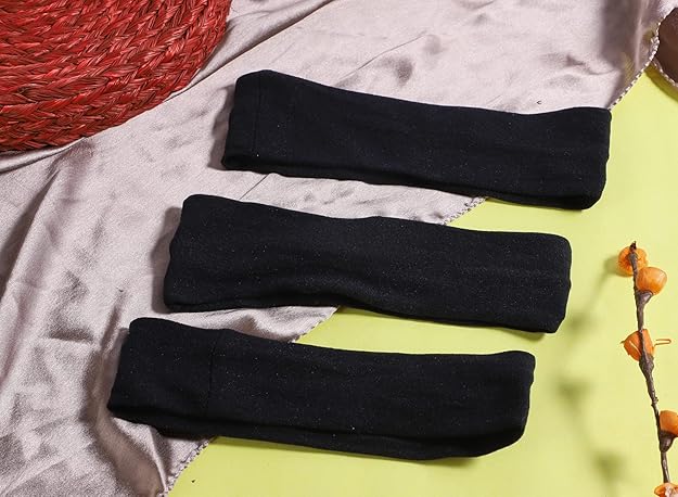 HP HIGH PROFILE Cotton Headband Elastic Stretchy Hair Bands For Yoga, Sports, Gym Fitness No Slip Sweatband For Women/Girls (Pack Of 3) - Black