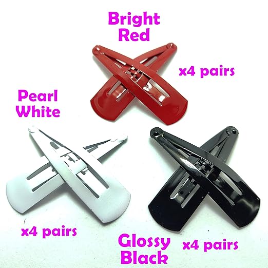 HP HIGH PROFILE Multicolour Tic Tac Hair Clips Everyday Wear Metal Snap Hair Clips Barrettes for Women/Girls - Pack of 2 (24pcs) - Red, White and Black