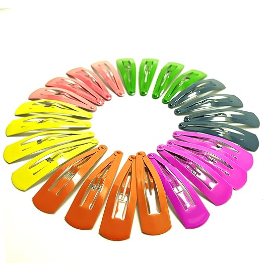 HP HIGH PROFILE Glossy Tic Tac Hair Clips Everyday Wear Bright Colours Metal Snap Hair Clips Barrettes Multicoloured for Women/Girls - Pack of 2 (24pcs)