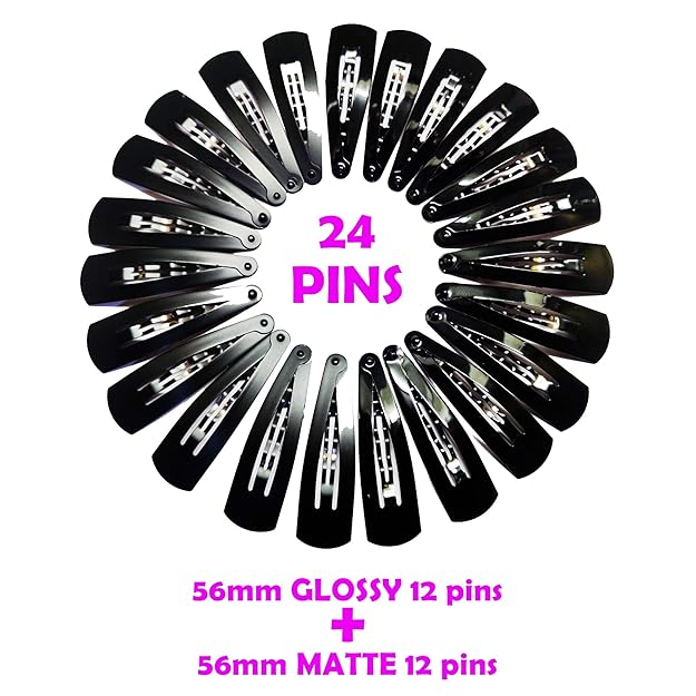 HP HIGH PROFILE Large Metal Tic Tac Hair Clips for Women, Children and Girls - 24 Pcs (pack of 2) - Black Glossy and Matte