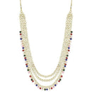 Etnico Traditional 18K Gold Plated Kundan & Pearl Studded Bridal Choker Necklace Jewellery Set With Earrings & Maang Tikka for Women(IJ325Mul)