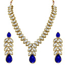 Etnico Gold Plated Traditional Blue Stone Studded Necklace Jewellery Set with Dangle Earrings For Women and Girls (IJ364Bl)
