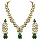 Etnico Gold Plated Traditional Blue Stone Studded Necklace Jewellery Set with Dangle Earrings For Women and Girls (IJ364G)