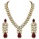 Etnico Gold Plated Traditional Blue Stone Studded Necklace Jewellery Set with Dangle Earrings For Women and Girls (IJ364M)