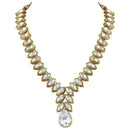 Etnico Gold Plated Traditional Blue Stone Studded Necklace Jewellery Set with Dangle Earrings For Women and Girls (IJ364W)