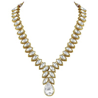 Etnico Gold Plated Traditional Blue Stone Studded Necklace Jewellery Set with Dangle Earrings For Women and Girls (IJ364W)