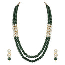 Etnico Gold Plated Traditional Stunning White Stone Studded Layered Pearl Necklace Jewellery Set with Earrings For Women and Girls (IJ365G)