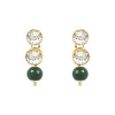 Etnico Gold Plated Traditional Stunning White Stone Studded Layered Pearl Necklace Jewellery Set with Earrings For Women and Girls (IJ365G)