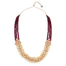 Etnico Gold Plated Traditional Stunning Maroon Meenakari Kundan Studded Pearl Necklace Jewellery Set with Earrings For Women and Girls (IJ366) (Wine)
