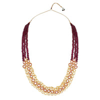 Etnico Gold Plated Traditional Stunning Maroon Meenakari Kundan Studded Pearl Necklace Jewellery Set with Earrings For Women and Girls (IJ366) (Wine)