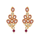 Etnico Gold Plated Traditional Stunning Maroon Meenakari Kundan Studded Pearl Necklace Jewellery Set with Earrings For Women and Girls (IJ366) (Wine)
