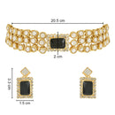 Etnico Gold Plated Traditional Handcrafted Stone Kundan Studded Choker Necklace Jewellery Set With Earrings For Women And Girls (IJ369B)