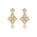 Etnico Gold Plated Traditional Kundan & Pearls Choker Necklace Jewellery Set with Earrings for Women and Girls (IJ370W)