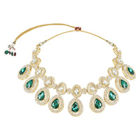 Etnico Gold Plated Traditional Kundan & Stone Studded Choker Necklace Jewellery With Earrings Set for Women/Girls (IJ371G)