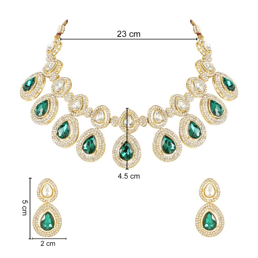 Etnico Gold Plated Traditional Kundan & Stone Studded Choker Necklace Jewellery With Earrings Set for Women/Girls (IJ371G)