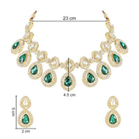 Etnico Gold Plated Traditional Kundan & Stone Studded Choker Necklace Jewellery With Earrings Set for Women/Girls (IJ371G)