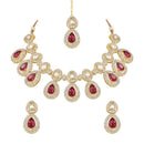 Etnico Gold Plated Traditional Kundan & Stone Studded Choker Necklace Jewellery Set with Earrings & Maang Tikka for Women And Girls (IJ371Q)