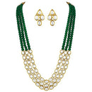 Etnico Gold Plated Traditional Stunning White Kundan Studded Layered Pearl Necklace Jewellery Set with Earrings For Women/Girls (IJ376G)