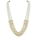 Etnico Gold Plated Traditional Stunning White Kundan Studded Layered Pearl Necklace Jewellery Set with Earrings For Women/Girls (IJ376W)
