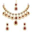 Etnico Stylish Gold Plated Traditional Kundan Stone Necklace Jewellery Set for Women/Girls (IJ377M)