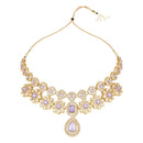 Etnico Stylish Gold Plated Traditional Kundan Stone Necklace Jewellery Set for Women/Girls (IJ377Pu)
