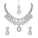 Etnico Silver Plated Traditional Kundan Stone Choker Necklace With Earring & Maang Tikka Set For Women (IJ377ZS)