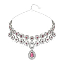 Etnico Silver Plated Traditional Kundan Stone Choker Necklace With Earring & Maang Tikka Set For Women (IJ378ZPu)