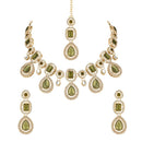 Etnico Gold Plated Traditional Kundan & Stone Choker Necklace Jewellery With Earrings & Maang Tikka Set for Women/Girls (IJ379Mh)