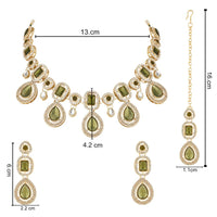 Etnico Gold Plated Traditional Kundan & Stone Choker Necklace Jewellery With Earrings & Maang Tikka Set for Women/Girls (IJ379Mh)