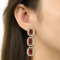 Etnico Gold Plated Traditional Stone Choker Necklace Jewellery With Earring & Maang Tikka Set For Women And Girls (Maroon)
