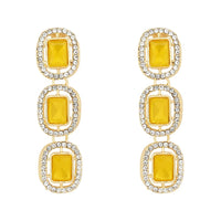 Etnico Gold Plated Traditional Stone Choker Necklace Jewellery With Earring & Maang Tikka Set For Women And Girls (Yellow)