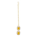 Etnico Gold Plated Traditional Stone Choker Necklace Jewellery With Earring & Maang Tikka Set For Women And Girls (Yellow)