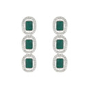 Etnico Silver Plated Traditional Stone Choker Necklace Jewellery With Earring & Maang Tikka Set For Women And Girls (Silver Green)