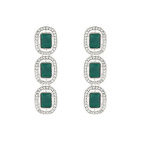 Etnico Silver Plated Traditional Stone Choker Necklace Jewellery With Earring & Maang Tikka Set For Women And Girls (Silver Green)