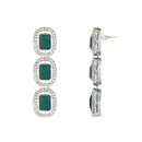 Etnico Silver Plated Traditional Stone Choker Necklace Jewellery With Earring & Maang Tikka Set For Women And Girls (Silver Green)