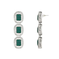 Etnico Silver Plated Traditional Stone Choker Necklace Jewellery With Earring & Maang Tikka Set For Women And Girls (Silver Green)