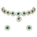 Etnico Gold Plated Traditional Stone Choker Necklace Jewellery With Earring Set For Women (IJ381G)