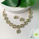 Etnico Gold Plated Traditional Stone Choker Necklace Jewellery With Earring Set For Women/Girls (IJ381W)