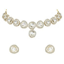 Etnico Gold Plated Traditional Stone Choker Necklace Jewellery With Earring Set For Women/Girls (IJ381W)