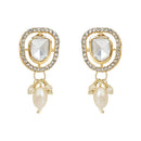 Etnico Gold Plated Artificial Stone Kundan Pearl Chocker Necklace Jewellery With Earrings Set For Wome/Girls (IJ383W)