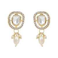 Etnico Gold Plated Artificial Stone Kundan Pearl Chocker Necklace Jewellery With Earrings Set For Wome/Girls (IJ383W)